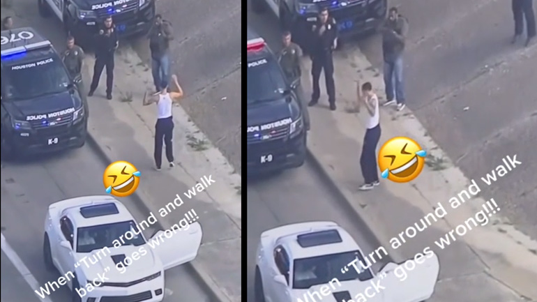 Ο ύποπτος προσπαθεί να κατανοήσει τις οδηγίες της αστυνομίας κατά τη σύλληψή του