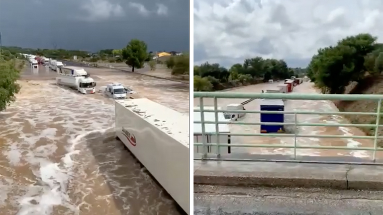 Aυτοκινητόδρομος μετατράπηκε σε ποτάμι