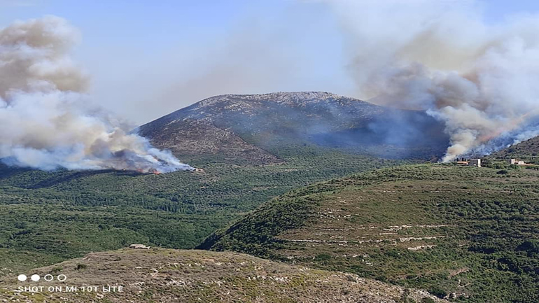 Λακωνία: Πυρκαγιά σε δυο μέτωπα στη Μάνη