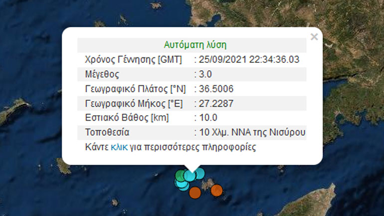 Σεισμός 3 Ρίχτερ στη Νίσυρο