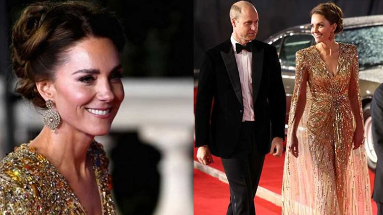 Η Kate Middleton έκλεψε την παράσταση με χρυσό cape dress στην πρεμιέρα του James Bond