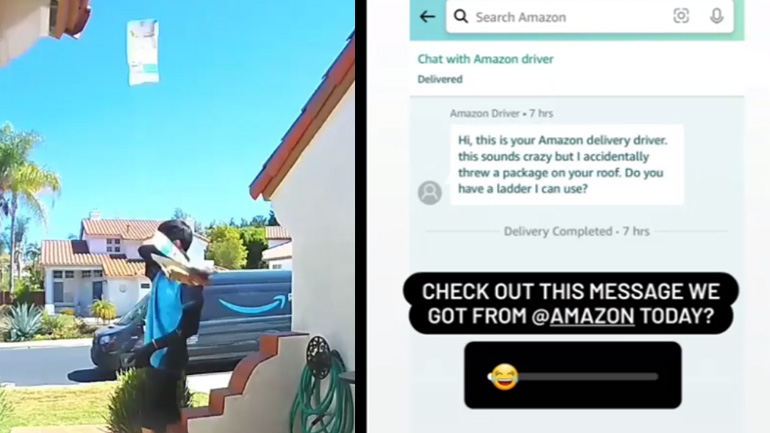 Παράδοση δέματος στη στέγη του σπιτιού