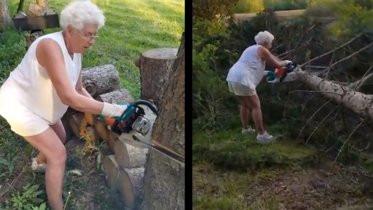 Η γιαγιά με το αλυσοπρίονο