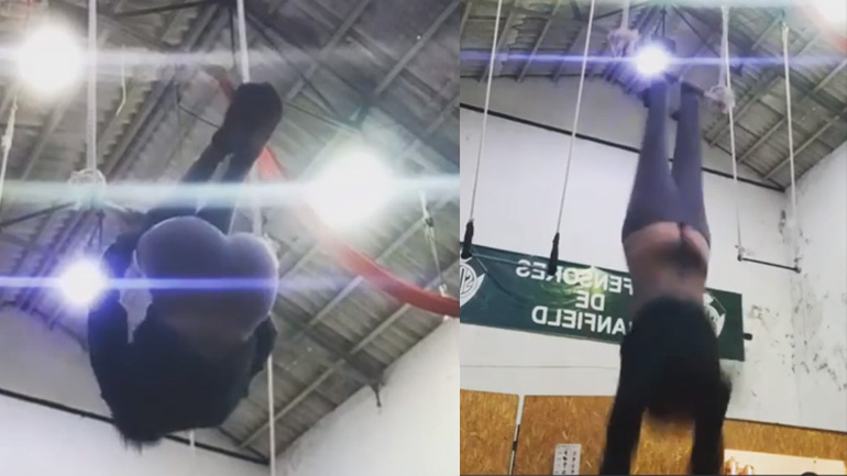 Γυναίκα χάνει το κολάν της σε μια φιγούρα