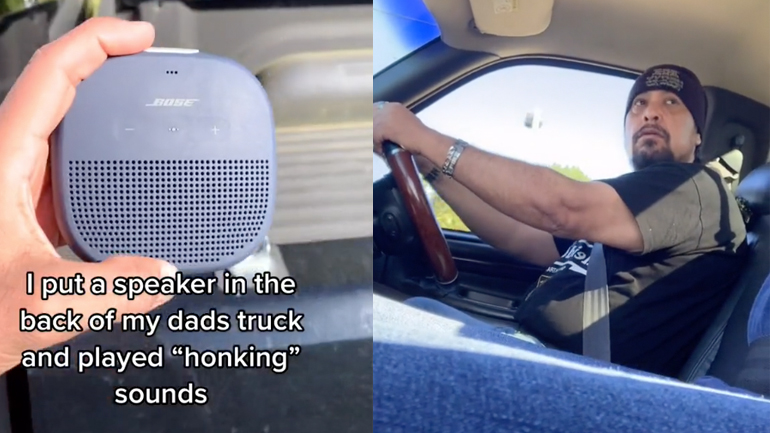 Αστείο με ήχους κόρνας σε ένα pickup