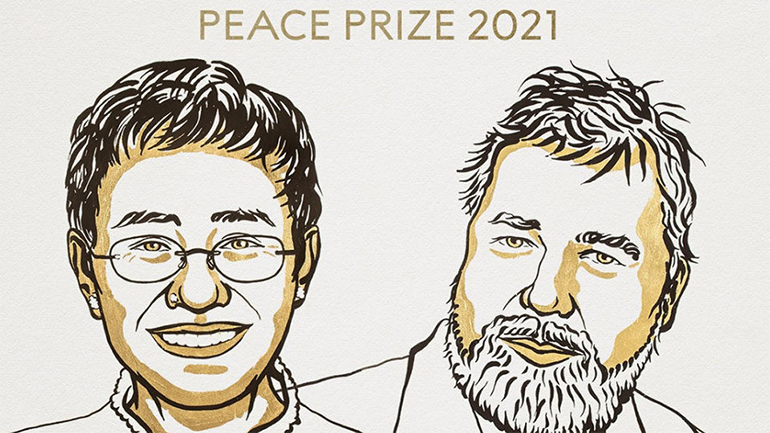 Οι δημοσιογράφοι Μαρία Ρέσα και Ντμίτρι Μουράτοφ τιμήθηκαν με το Νόμπελ Ειρήνης 2021