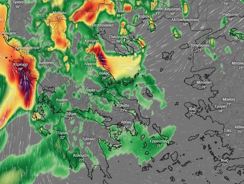 Βροχοπτώσεις την Κυριακή το μεσημέρι όπως προβλέπει το σύστημα Poseidon