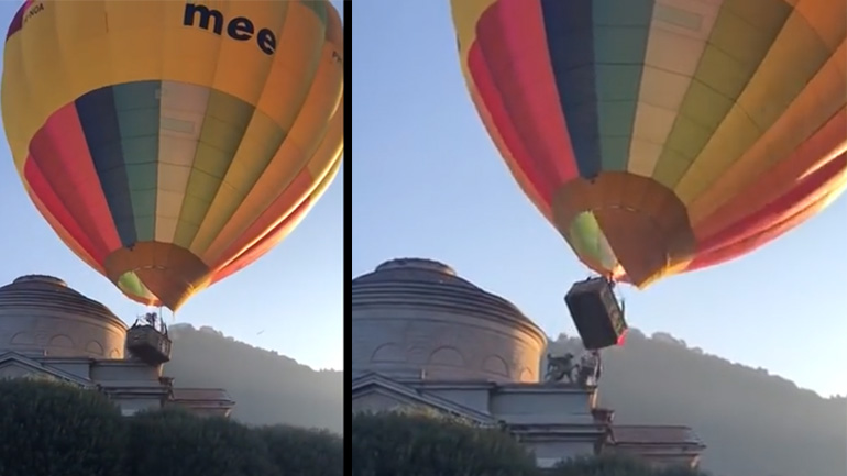 Αερόστατο γκρεμίζει άγαλμα μουσείου