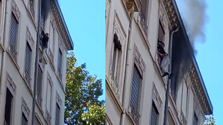 Επεισοδιακή διάσωση άνδρα από τον 5ο όροφο φλεγόμενου κτηρίου 