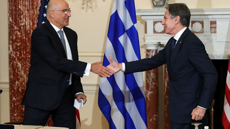 Οι διμερείς σχέσεις και οι εξελίξεις στην Αν. Μεσόγειο στο επίκεντρο της συνάντησης Δένδια-Μπλίνκεν