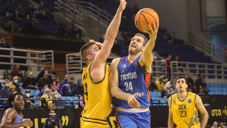 Basketball Champions League: Δεύτερη ήττα για την ΑΕΚ, έχασε 92-77 από την Τρεβίζο
