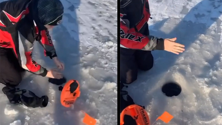 Μια έκπληξη ψαρεύοντας στον πάγο
