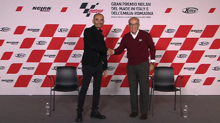 Ο Claudio Domenicali της Ducati μαζί με τον Carmelo Ezpeleta της Dorna.