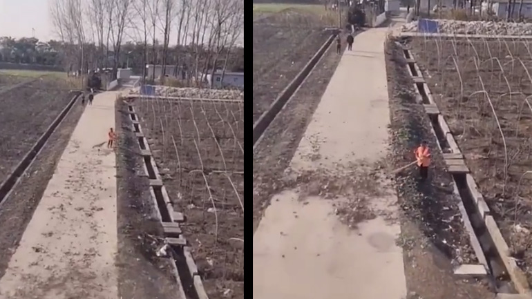 Eλικόπτερο βοηθά στο καθάρισμα 