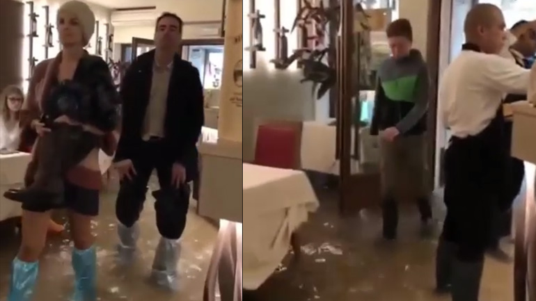 Πλημμυρισμένο εστιατόριο στη Βενετία