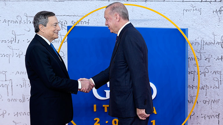 G20: Συνάντηση Ερντογάν με Φον ντερ Λάιεν και Ντράγκι στη Ρώμη