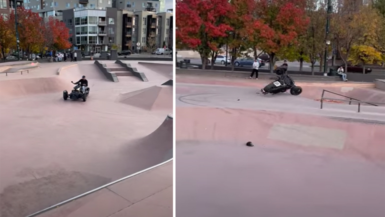 Παίζοντας με ένα Can-Am στο skatepark