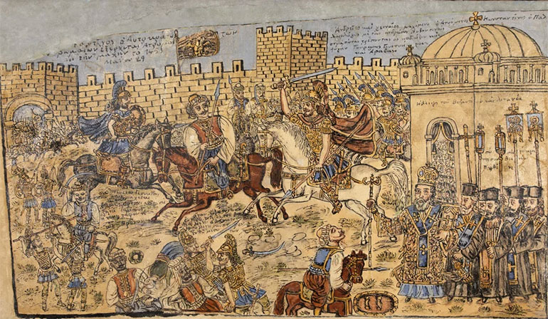 «Ο Αυτοκράτορας Κωνσταντίνος Παλαιολόγος στη μάχη της 29ης Μαΐου 1453»  του Θεόφιλου Χατζημιχαήλ