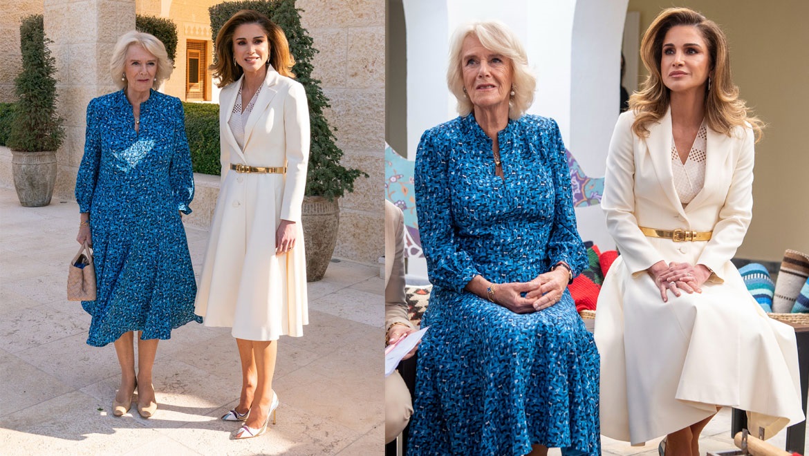 Βασίλισσα Ράνια: Το κομψό σύνολο που επέλεξε για να υποδεχτεί την Καμίλα στην Ιορδανία