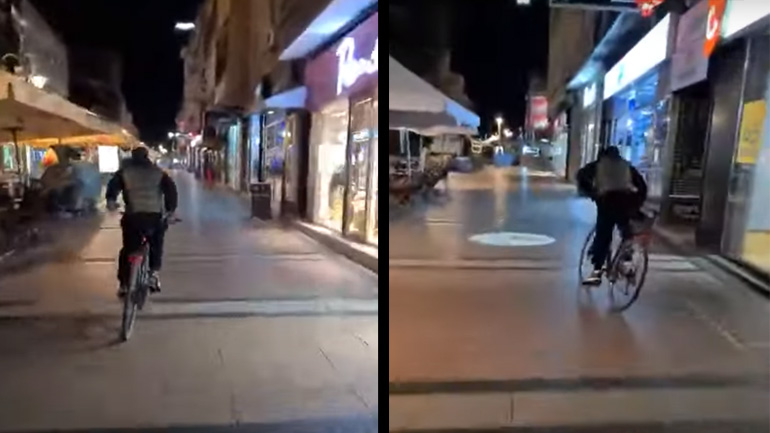 Άνδρας κάνει ποδήλατο χωρίς χέρια