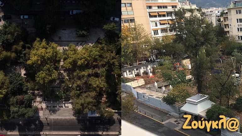 Κόβουν τα δέντρα στην πλατεία Κολωνακίου, για τα έργα του μετρό
