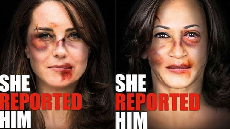 Kate Middleton και Kamala Harris ποζάρουν με μώλωπες στο πρόσωπο για την κακοποίηση των γυναικών