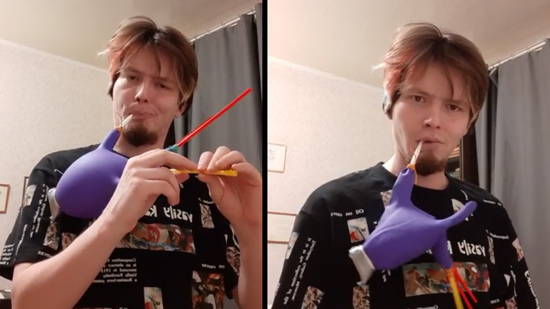 Γκάιντα από ένα λαστιχένιο γάντι