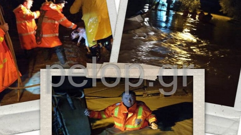 Δυτική Αχαΐα: Καρέ – καρέ διάσωση πολίτη από ορμητικά νερά από την 6η ΕΜΑΚ