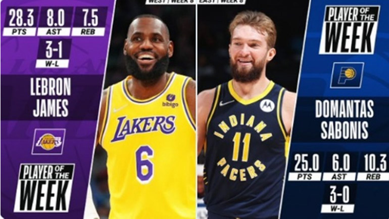 ΝΒΑ: Τζέιμς και Σαμπόνις οι κορυφαίοι της εβδομάδας