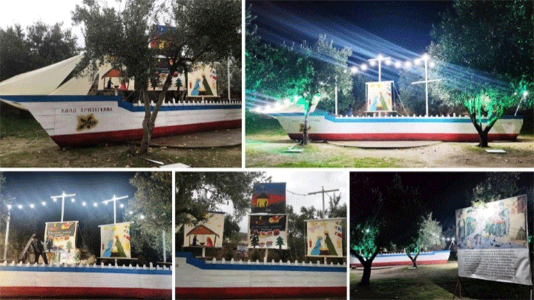 Ένα ξύλινο καράβι στον περίβολο του ιερού ναού Αγίας Παρασκευής Σιδηροκάστρου