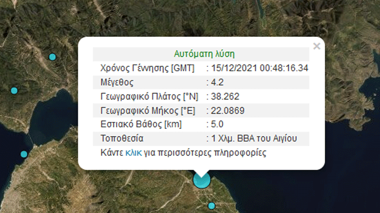 Σεισμική δόνηση 4,2 Ρίχτερ στο Αίγιο