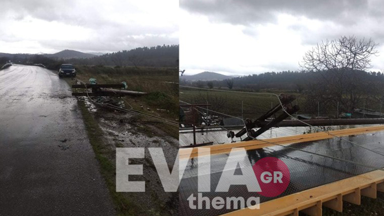 Εύβοια: Χωρίς ρεύμα πολλά χωριά λόγω πτώσης κολώνας της ΔΕΗ