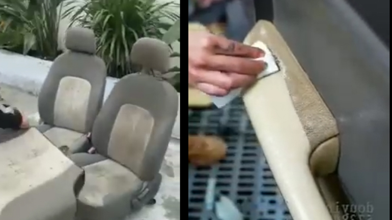 Βιολογικός καθαρισμός σε ένα βρόμικο αυτοκίνητο