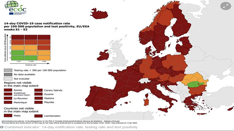 Στο “βαθύ κόκκινο” για ακόμη μια εβδομάδα η Ελλάδα σε περιστατικά COVID-19