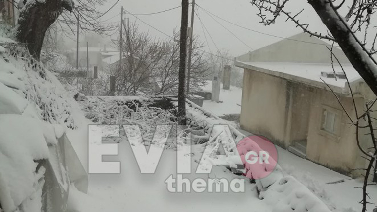 «Διομήδης»: Στα «λευκά» περιοχές της Εύβοιας – Νέα κακοκαιρία την άλλη εβδομάδα