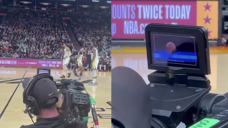 Επαγγελματίας καμεραμάν σε αγώνα μπάσκετ