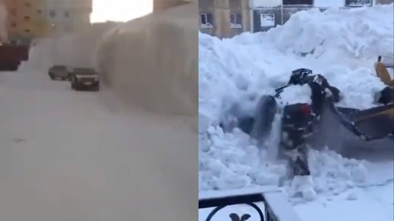 Αυτοκίνητα θάφτηκαν από χιονοθύελλα στη Ρωσία