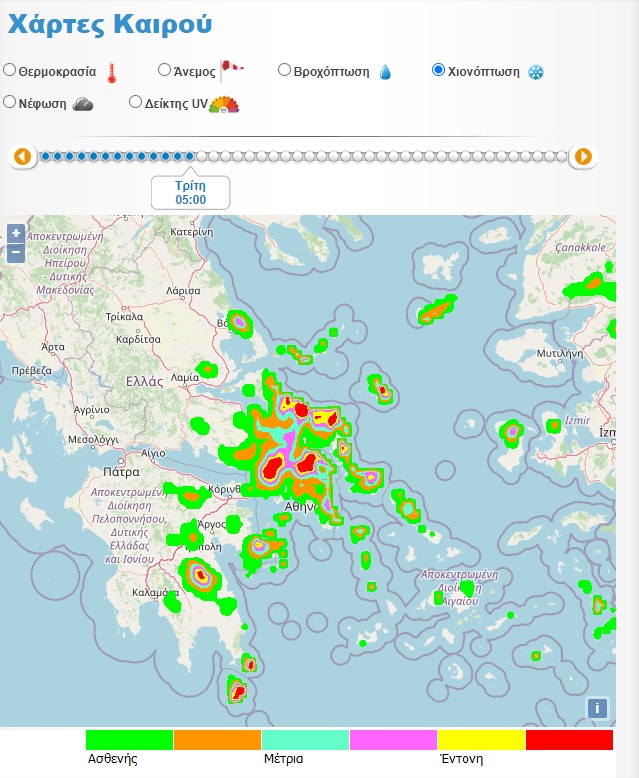 Χιονοπτώσεις την Τρίτη ξημερώματα