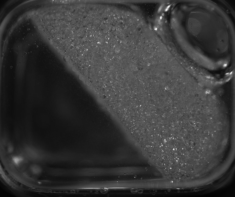 Εικόνες υψηλής ανάλυσης σταγόνων ελαίου από πειράματα αναφοράς σε γήινες συνθήκες βαρύτητας σε πιστό αντίγραφο της διαστημοσυσκευής SMD - PASTA.