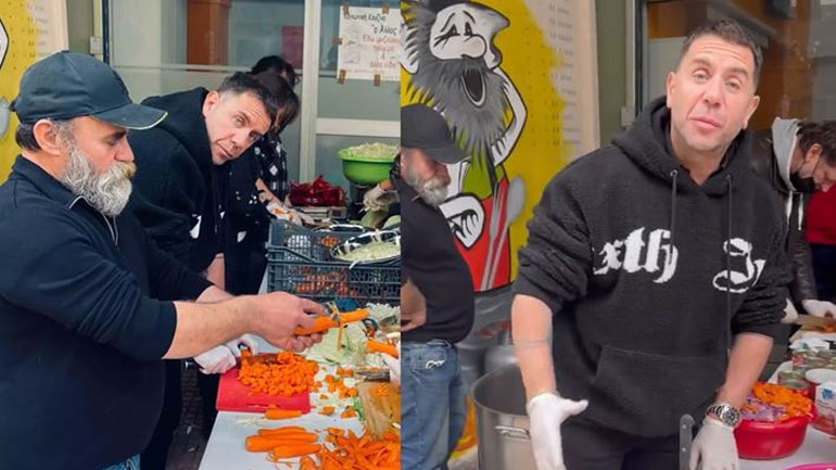 O Γιώργος Μαζωνάκης μαγείρεψε για τους αστέγους με αφορμή την Τσικνοπέμπτη