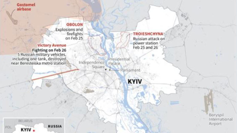 Ο χάρτης των μαχών στο Κίεβο