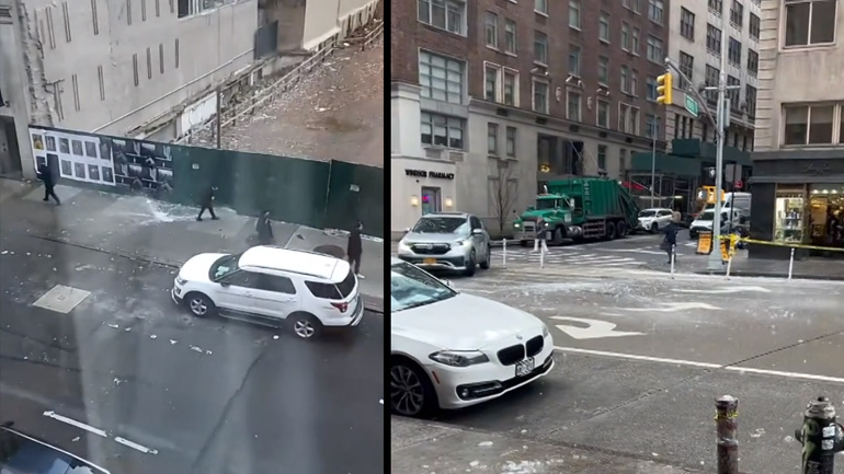 Κομμάτια πάγου πέφτουν από ουρανοξύστες