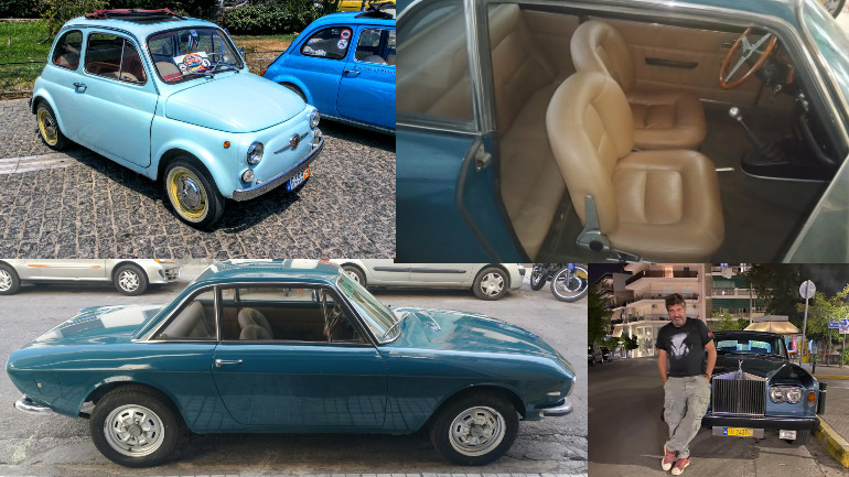 Η Lancia Fulvia του Αλέκου Τζανετάκου, ένα Fiat 500 και μια Rolls Royce.