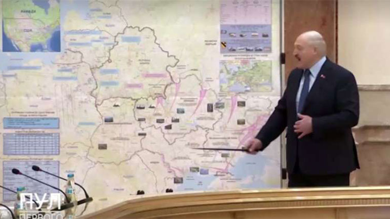 Με χάρτη πολέμου εμφανίστηκε στην κρατική τηλεόραση ο πρόεδρος της Λευκορωσίας