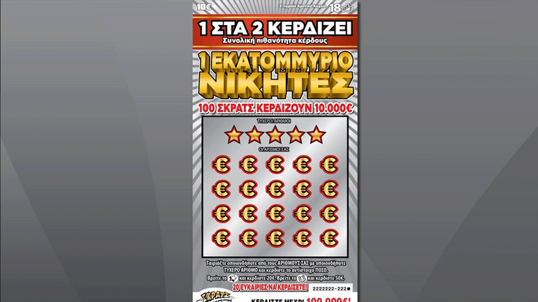 ΣΚΡΑΤΣ: Κέρδη άνω των 2,1 εκατ. ευρώ την προηγούμενη εβδομάδα