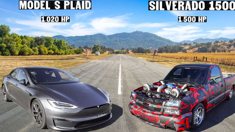 «Πειραγμένο» αγροτικό κάνει πλάκα στο Tesla των 1.000 ίππων