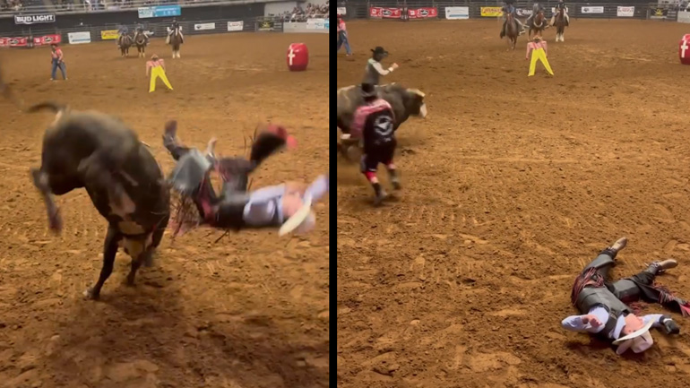 Πατέρας προστατεύει τον γιο του κατά τη διάρκεια ενός ροντέο