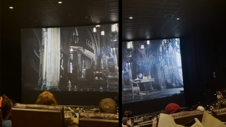 Νυχτερίδα πετάει σε αίθουσα κινηματογράφου