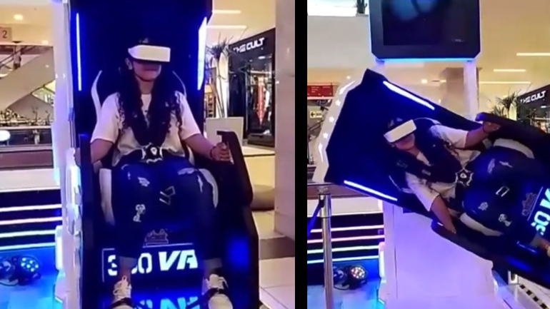 Κορίτσι δοκιμάζει ένα παιχνίδι εικονικής πραγματικότητας