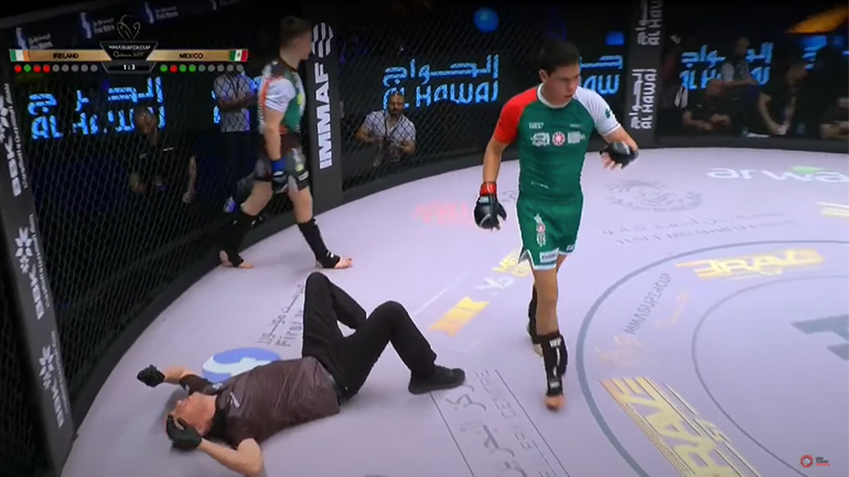 Διαιτητής βγαίνει νοκ-άουτ κατά τη διάρκεια ενός αγώνα MMA